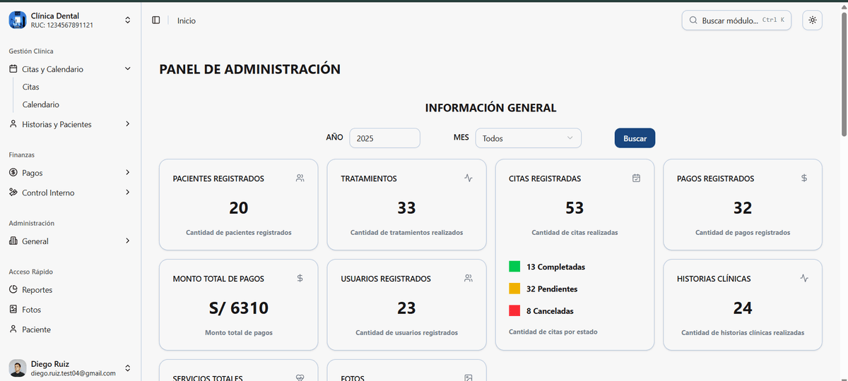 Dental Control Dashboard